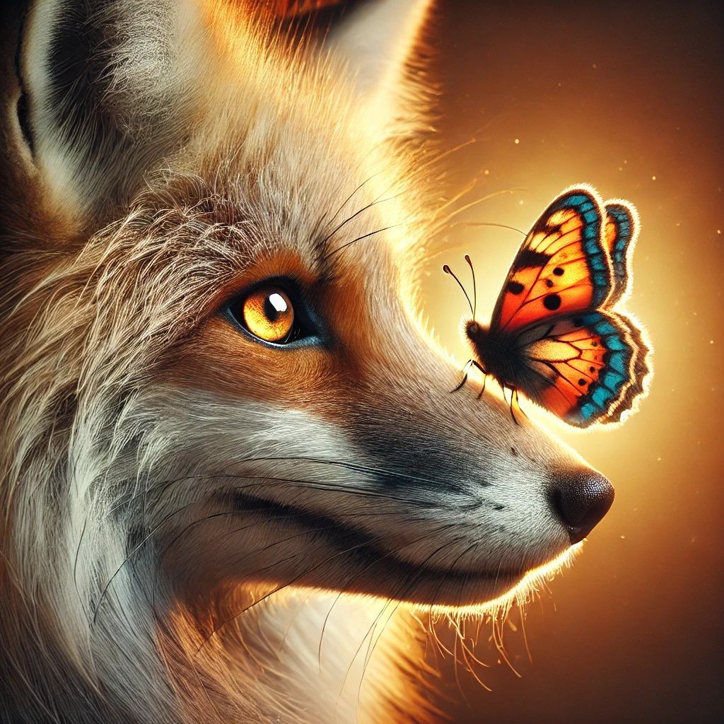 Gentle Meeting of Fox and Butterfly | DALL-E 3 AI image prom...