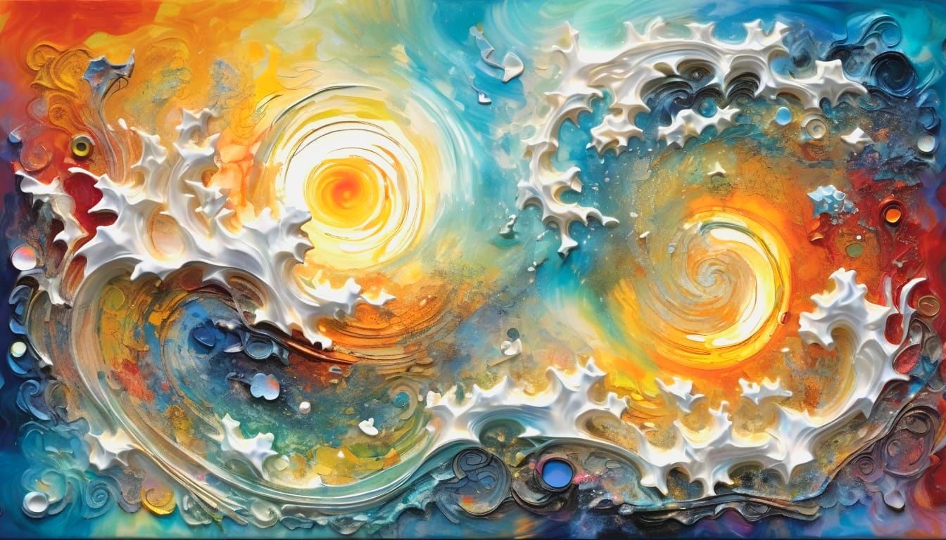 Cosmic God with Holographic Planets in Van Gogh Style