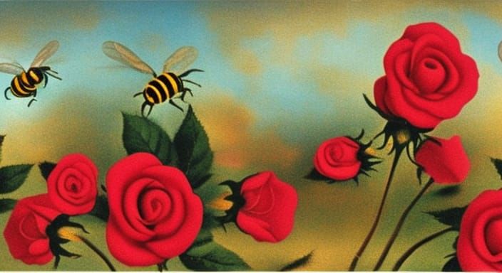 enjoy lots of bees
red roses hybiscus bees

 surealist  salv...