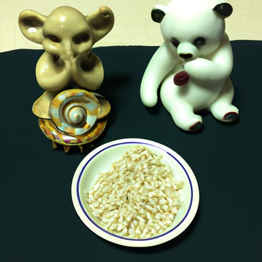 Eating porcelain bears at dinner configuration of the open e...