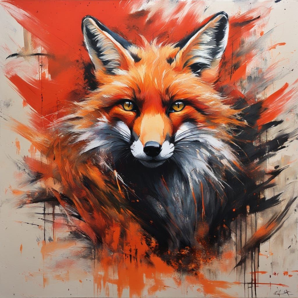 Swirling ink fox  by @Shlucky