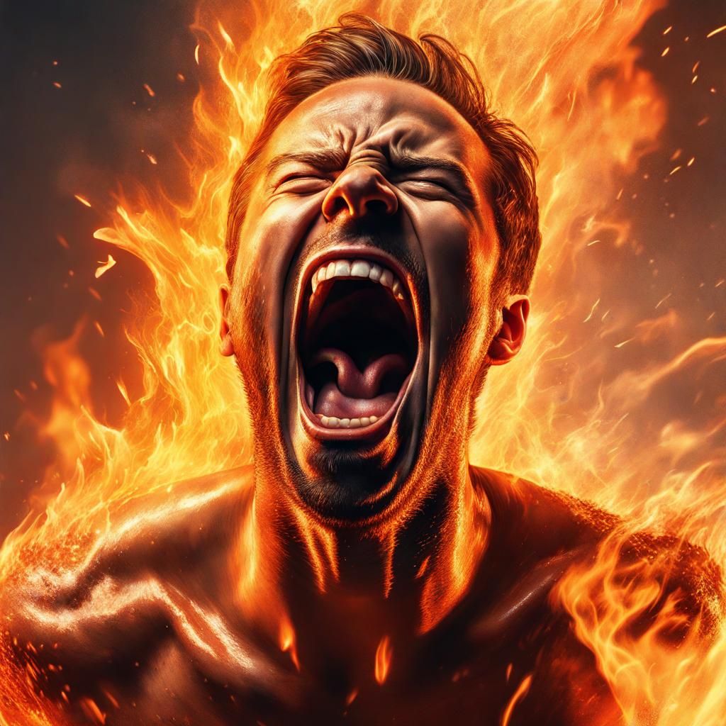 screaming man burning in flames 3 - AI Generated Artwork - NightCafe ...