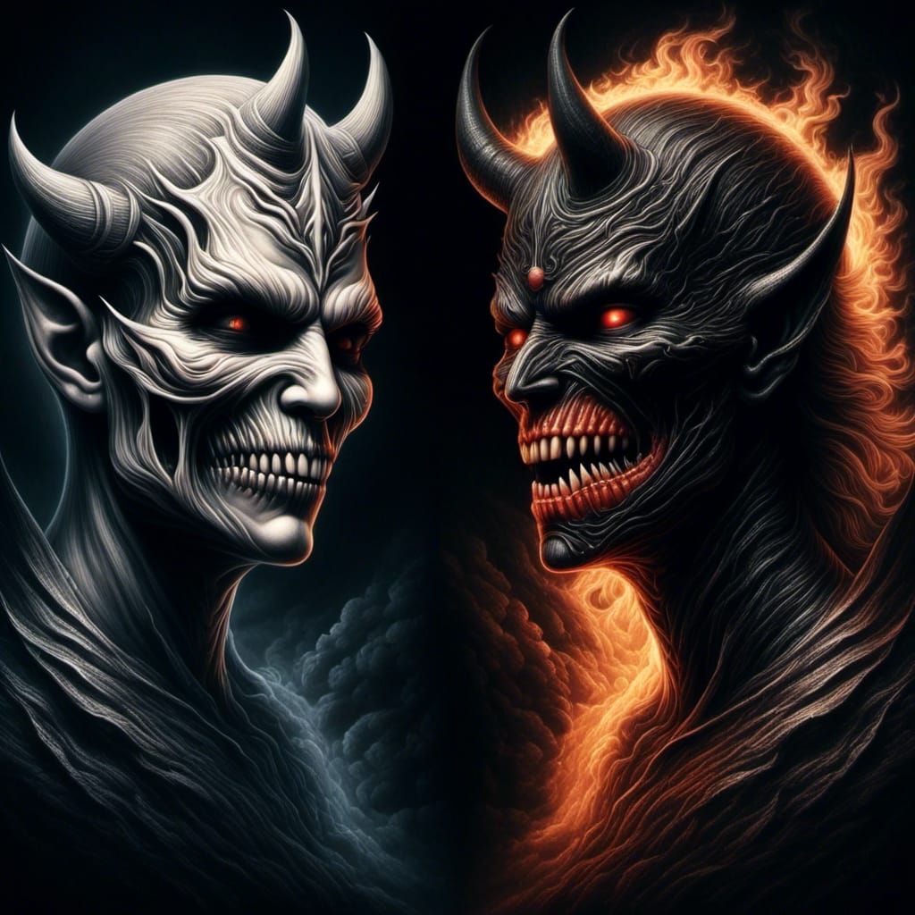 <lora:Jekyll and Hyde:1.0> double sided face, half good half evil