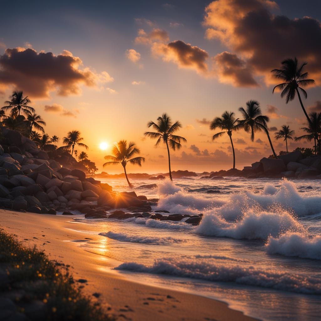 beach sunset Professional photography, bokeh, natural lighti...
