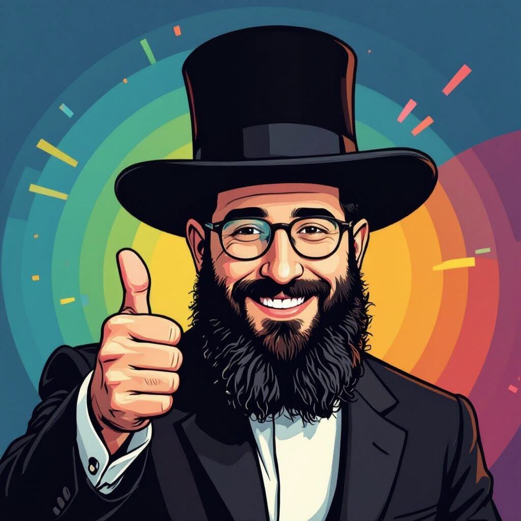 Haredi Man Emoji Giving Thumbs Up in Vector Art Style