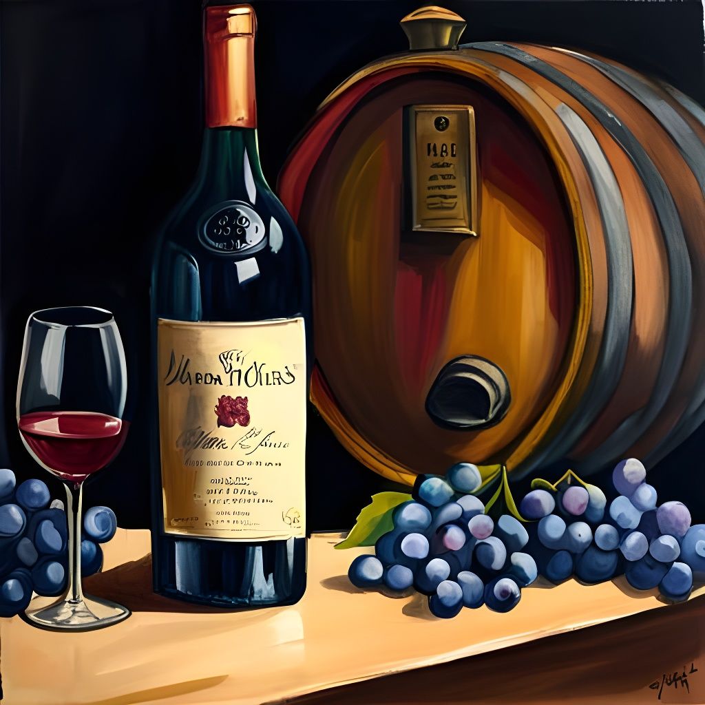 portrait of a Beautiful bottle wine with a black and gold co...