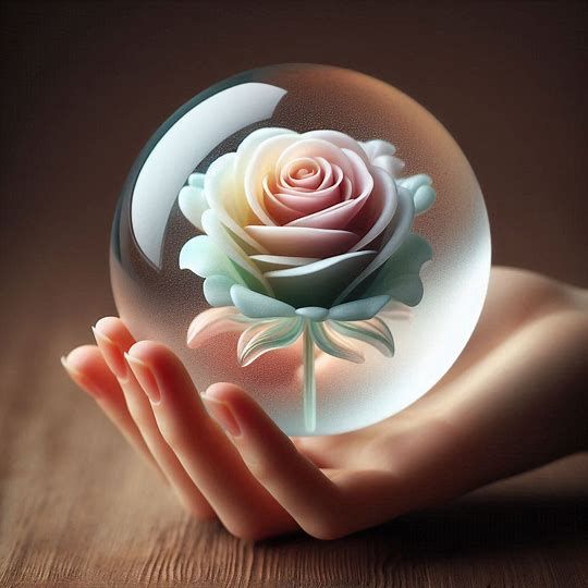 A glass rose in the hand