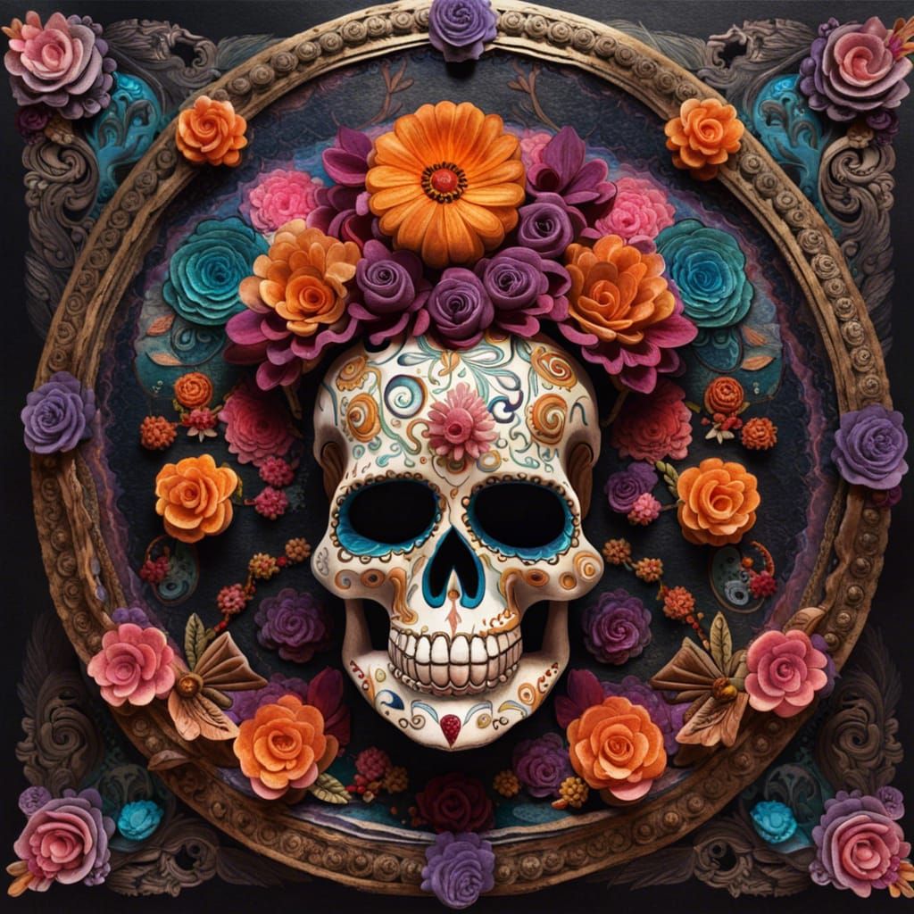 Dia de los muertos skull  by @cheesepuff 