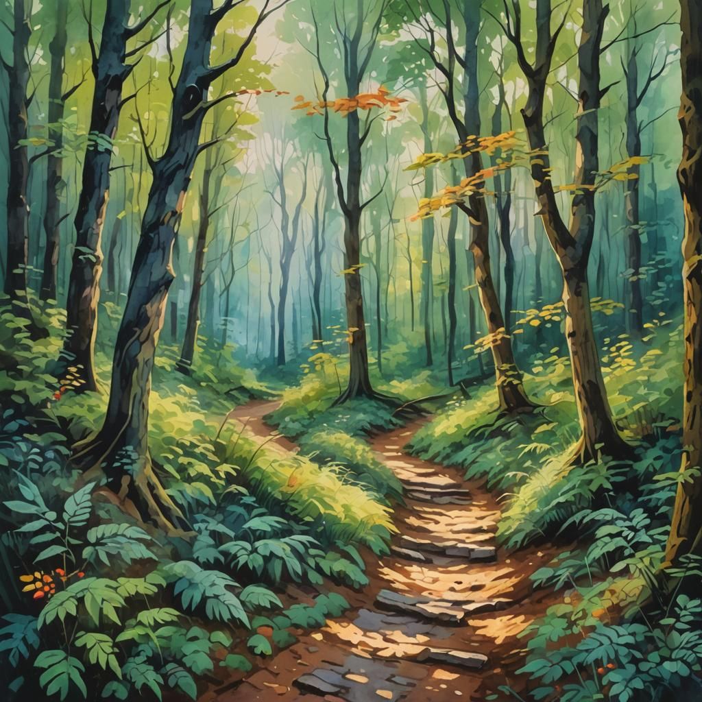 forest with a mysterious path  by @Mila K