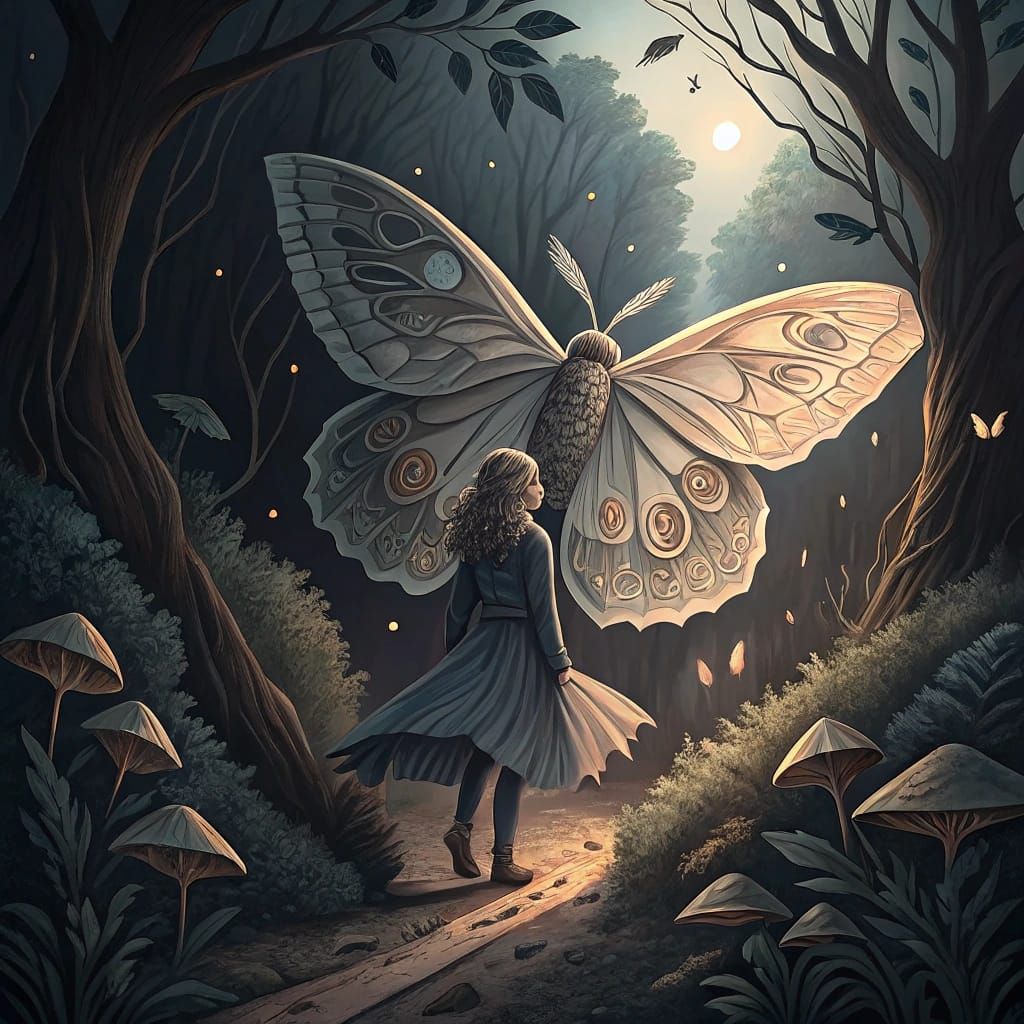 common Dusty Gray moths And a gray fairy with moth wings, ar...