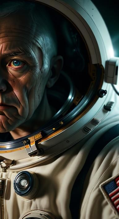 Sad old astronaut man close up intricate details, HDR, beaut...