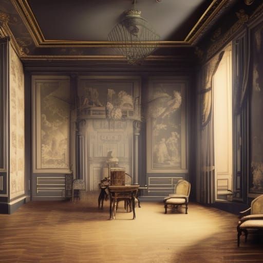 Intérieur hanté d'un salon anglais du 19eme siècle. une toil...