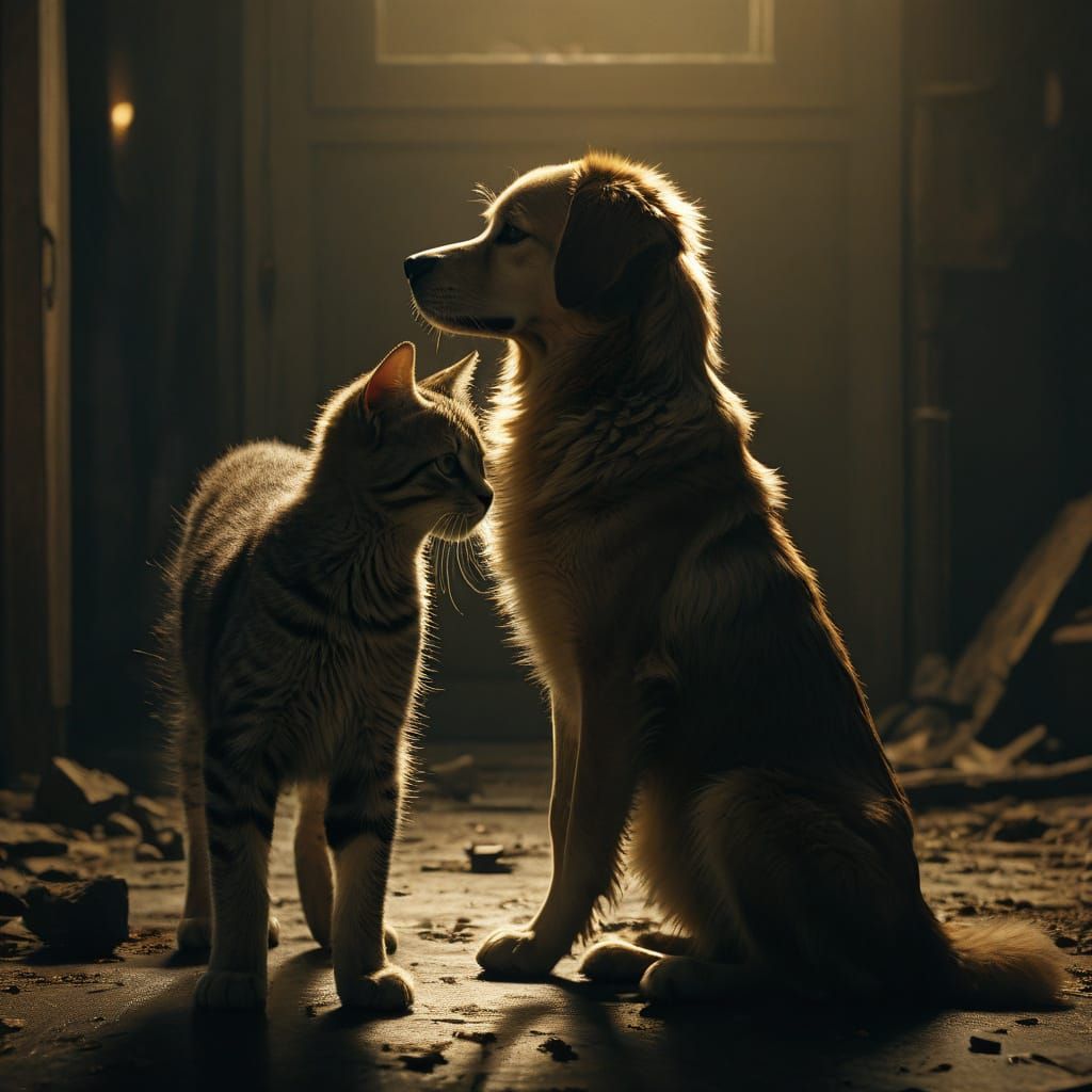 Kitten  dog, eye frendsip 