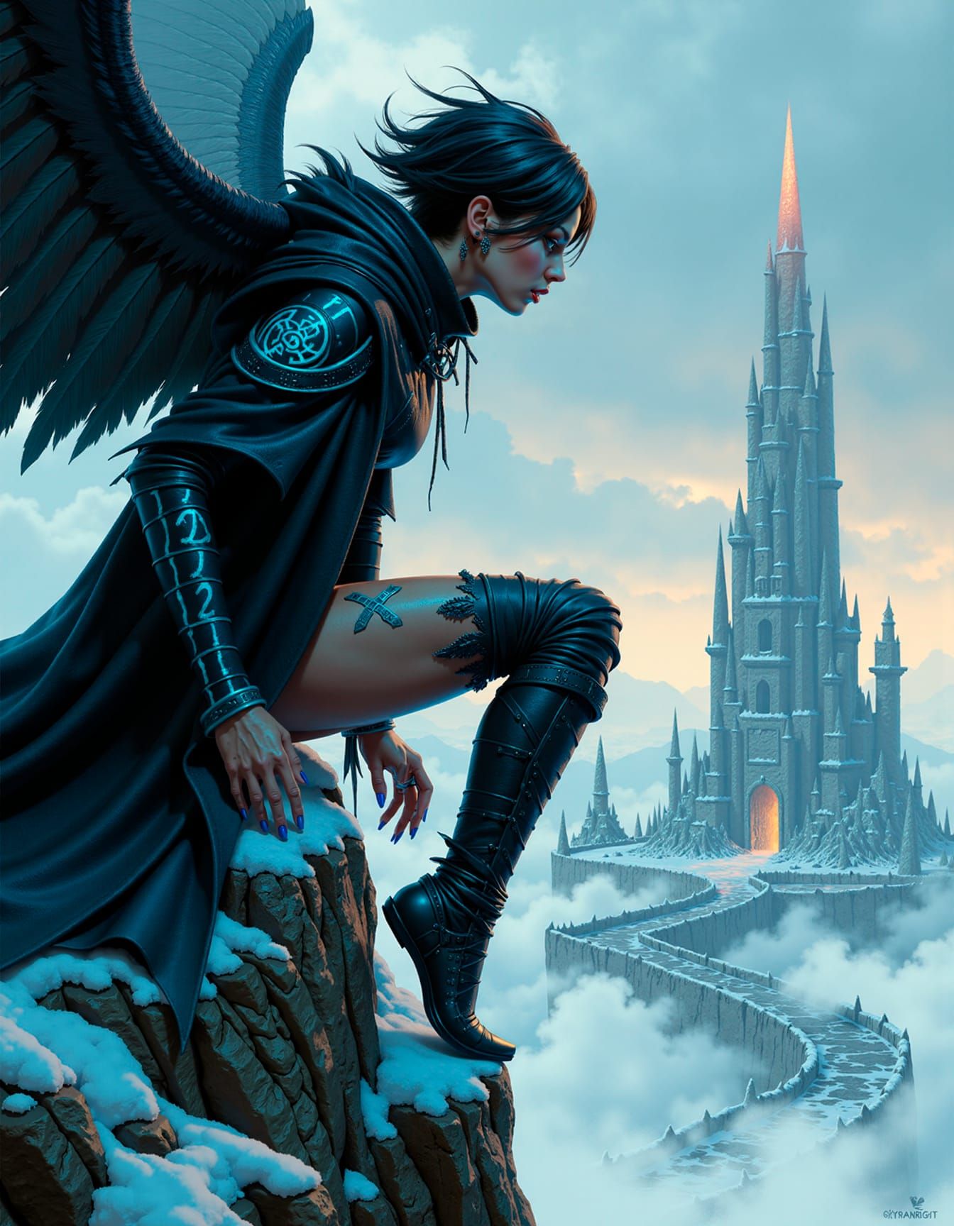 Draelith, the Frozen Abyssal Harpy (OC)