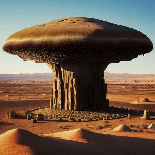 Mushroom Monolith in the desert, amazingly hyperdetailed a m...