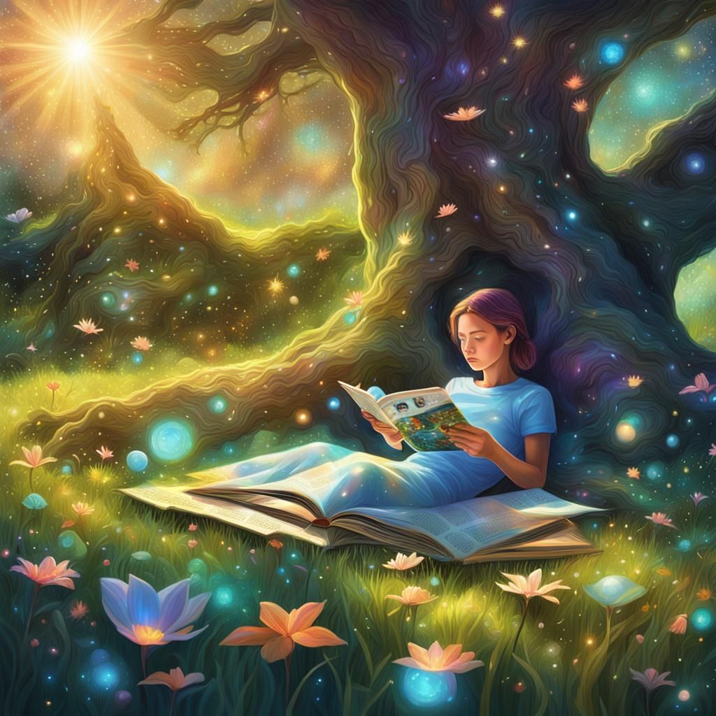 reading in the grass