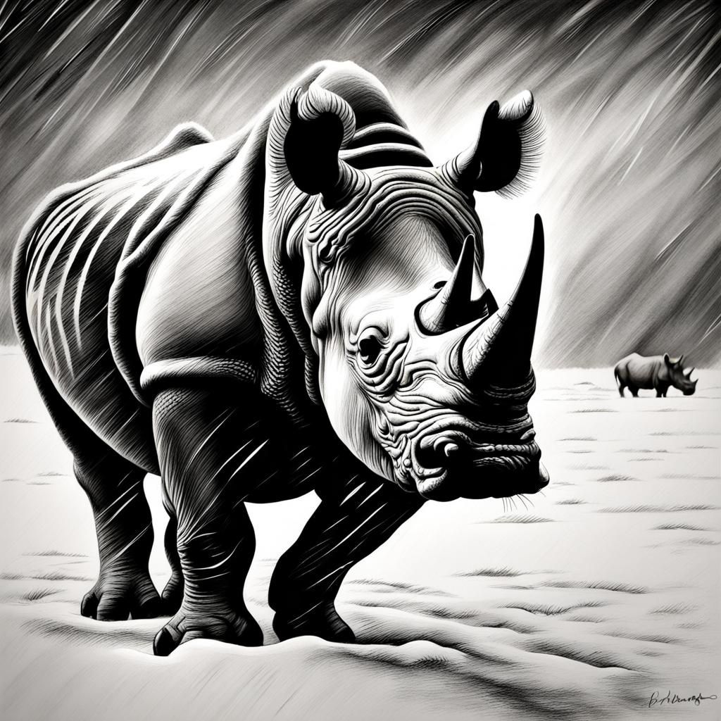 Rhinoceros in Snow