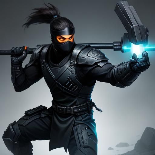 High-Tech Ninja Grayko with Glowing Hammer