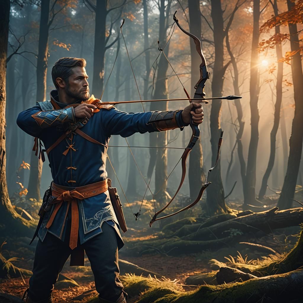 Fantasy Archer in Mystical Forest: Cinematic Concept Art