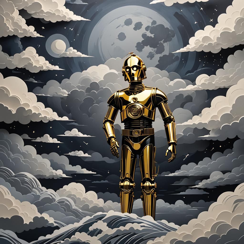 Paper Cut C-3PO - AI Generated Artwork - NightCafe Creator