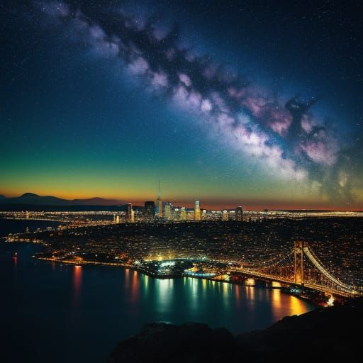 Cosmic Cityscape at Dusk