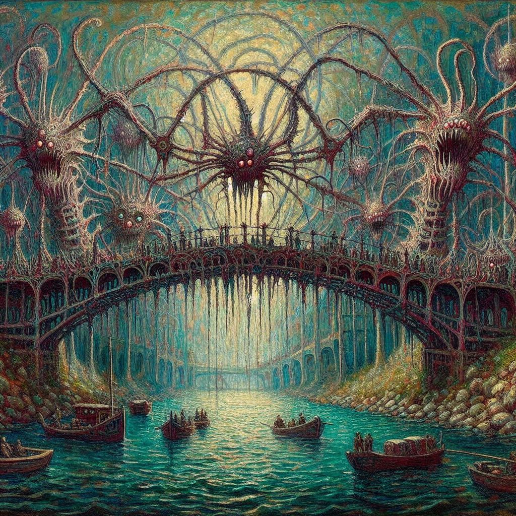 Japanese bridge, Monet/Giger style