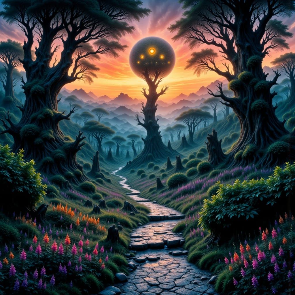 Alien Forest Trail in Giger & Stålenhag Style