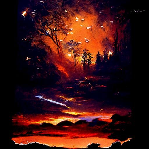 Twilight with fire flies glowing