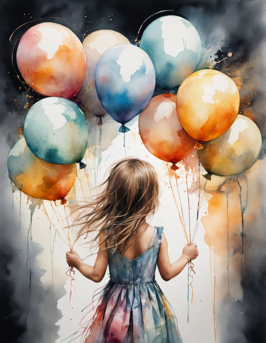 Girl with ballons  by @Gothic Vampire Poetry