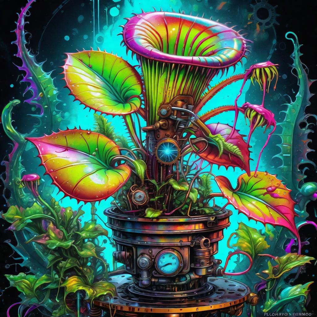 steampunk plant!!! Plant creates its own steam to gets its proteins!!!   by @Timmy Contraros