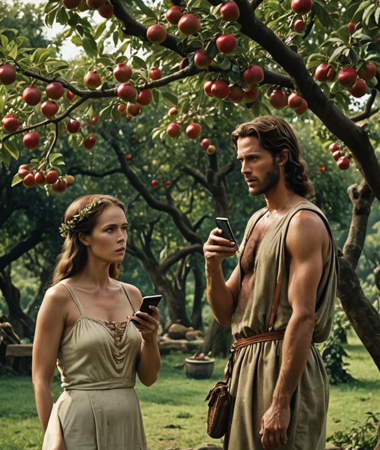 Adam & Eve and the Apple (iPhone)  by @JugglinB