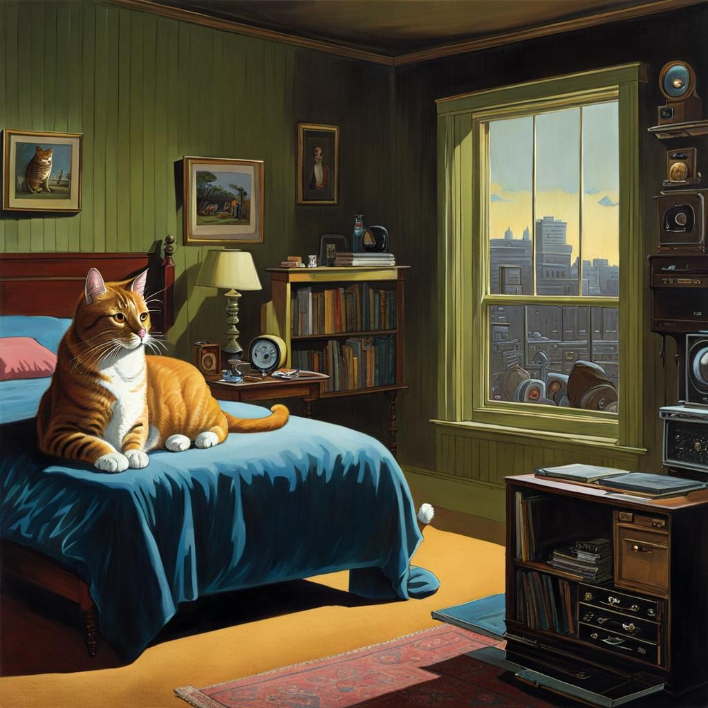 Cool Caricatured Colossal Cat, Chwast, Crewdson, Cadenhead  by @SwissArtisan