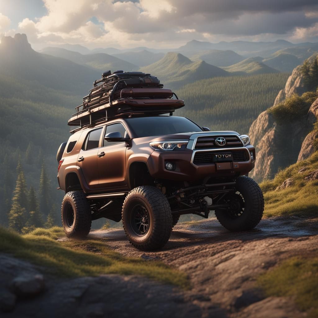 toyota hiulix 4 wheel driving in the hills with a big stage ...