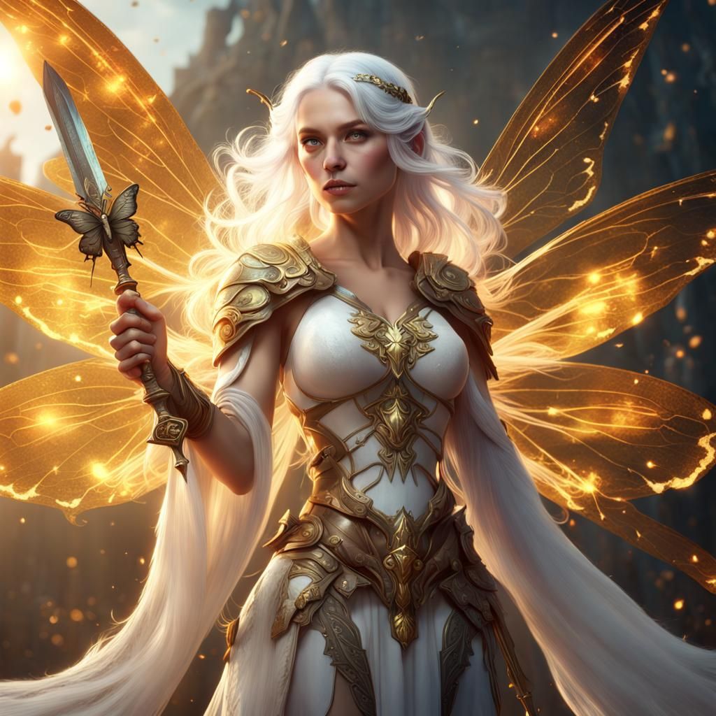 Fairy with Sword Leading Army: Fantasy Concept Art