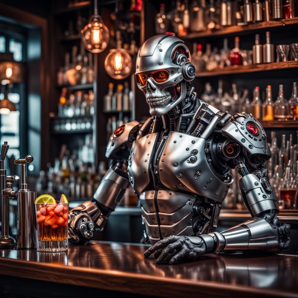 Cyborg bartender  by @Elaia