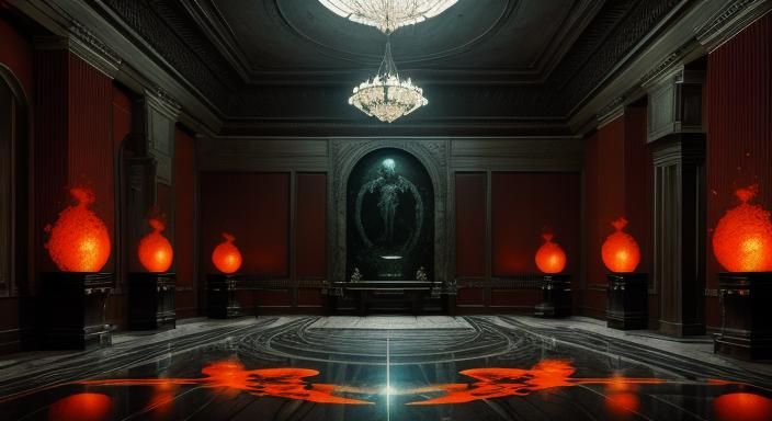 alien-hotel: die lobby,türkis,orange,bronze ,rot