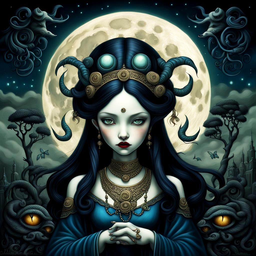 goddess under the full moon