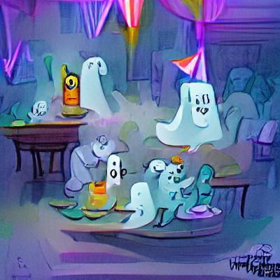 old cartoon ghost party - AI Generated Artwork - NightCafe Creator