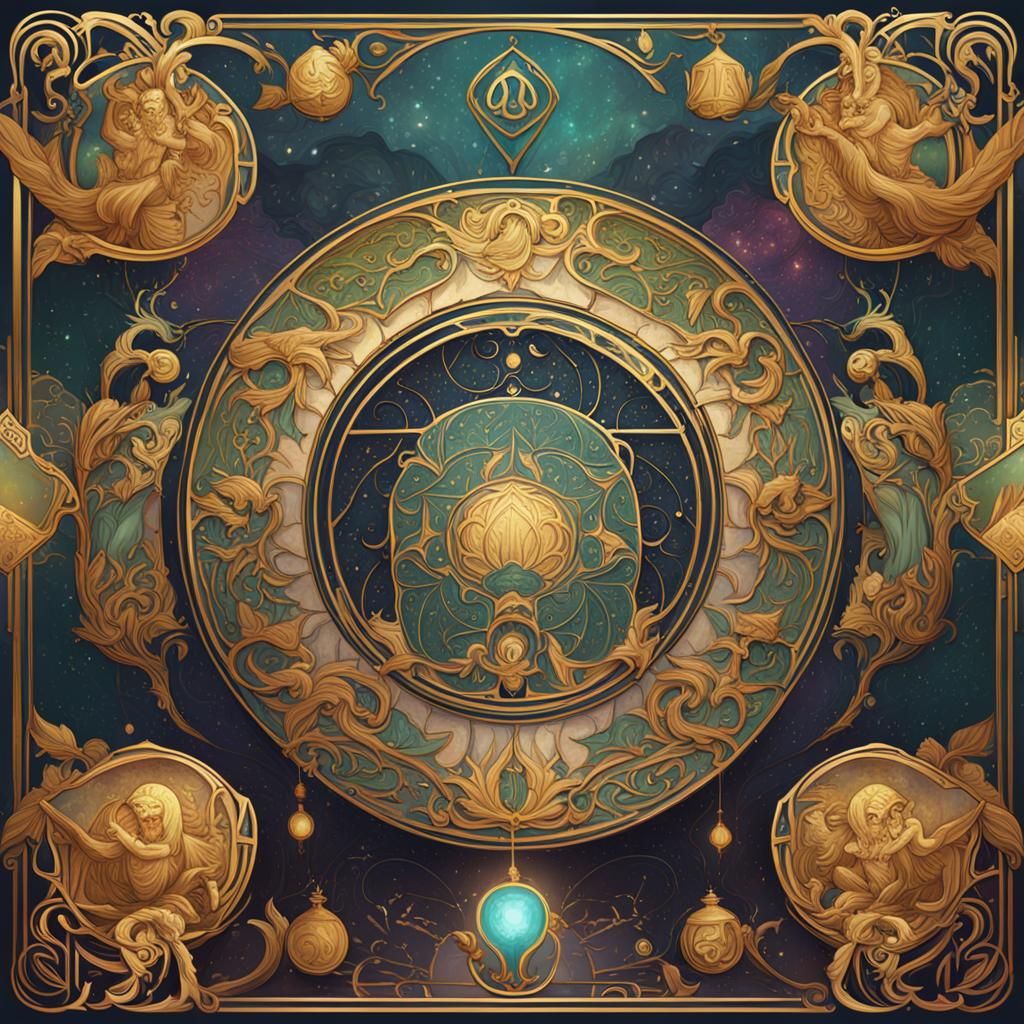 Art Nouveau Tarot Card Spread in 8K