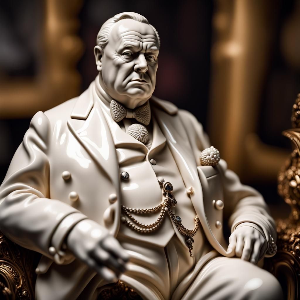 Porcelain figurine depicting Winston Churchill. - AI Generated Artwork ...