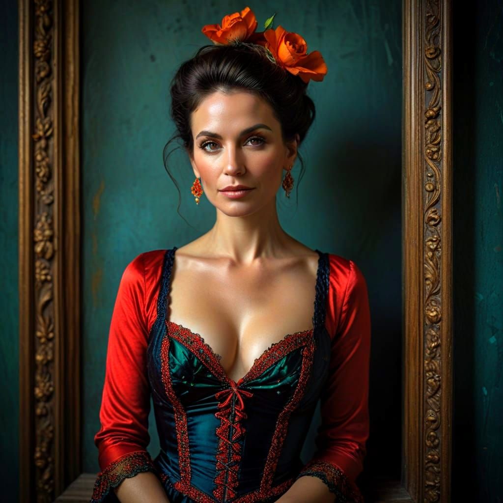 Portrait of a Charming Lady in High Contrast Color