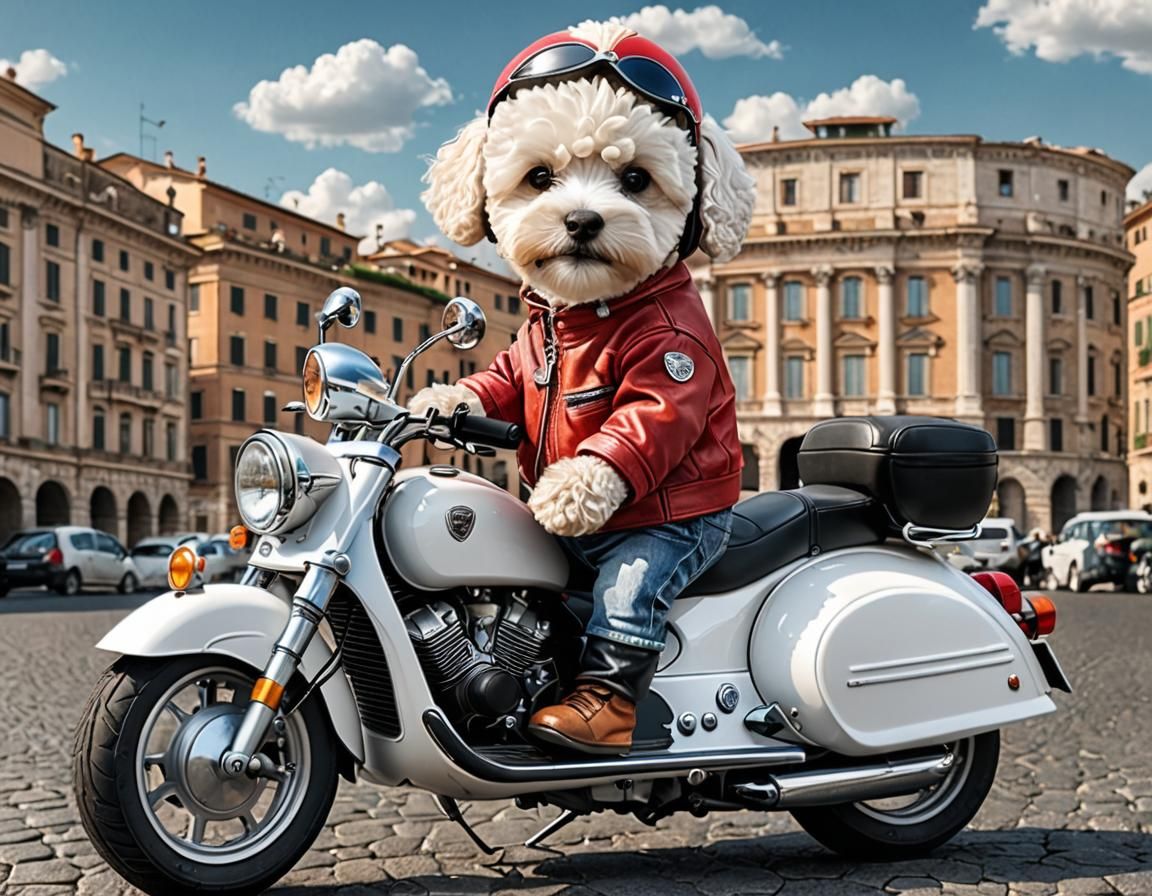 Cute Biker Dog 🐶🌇