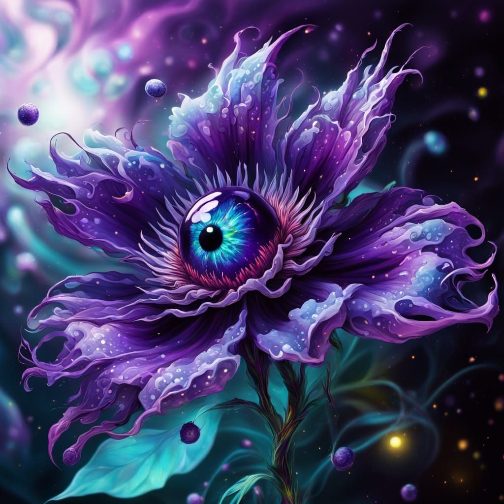 Venomous purple flower with eyes  by @Malackion