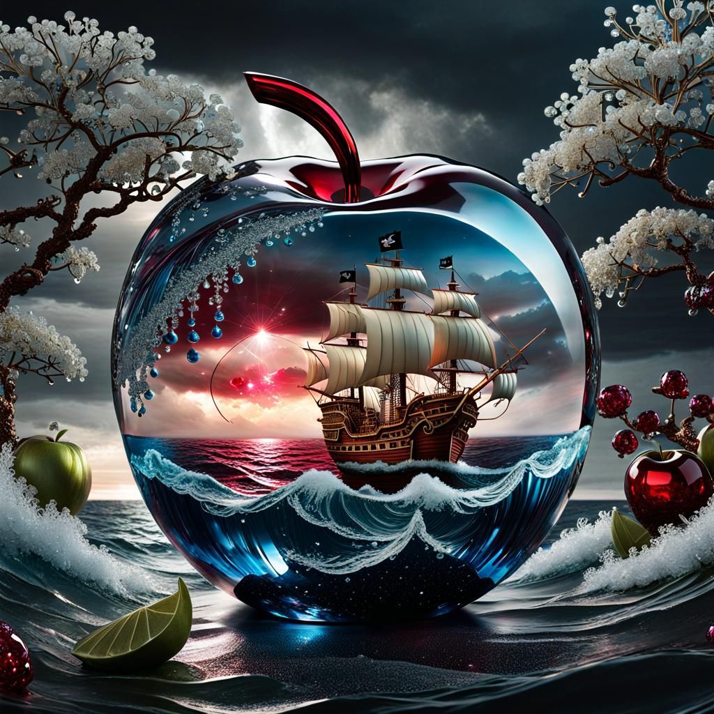 Glass Apple art - AI Generated Artwork - NightCafe Creator
