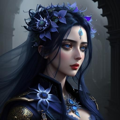 beautiful Blue Passionflower
 amazingly hyperdetailed a mast...