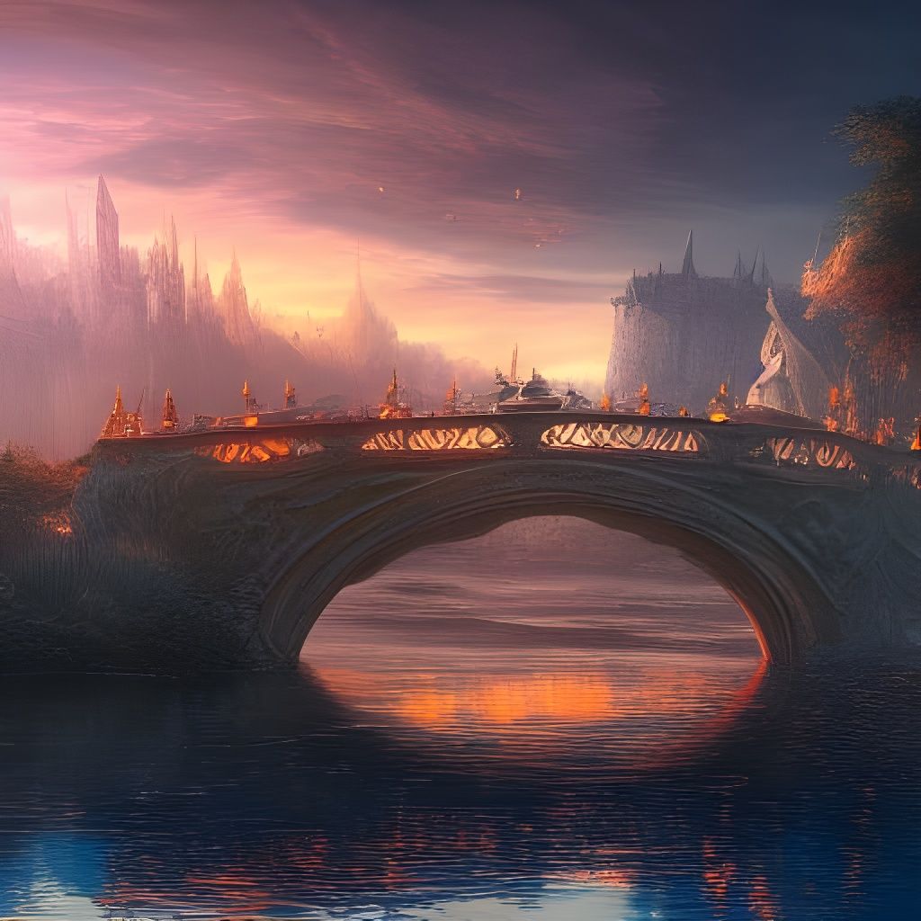 Artistic bridge on river