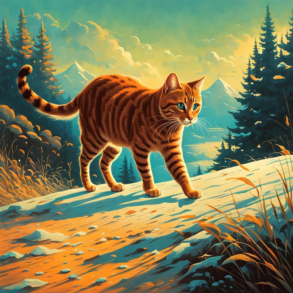 A elegant cat on the hunt, Cyril Rolando