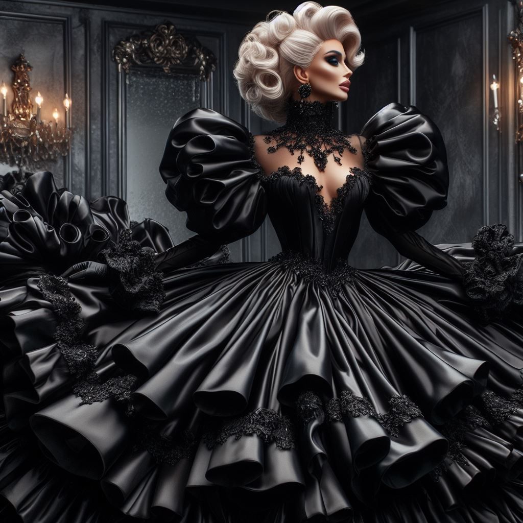 POMPÖÖS Satin Couture Mature Drag Queen.