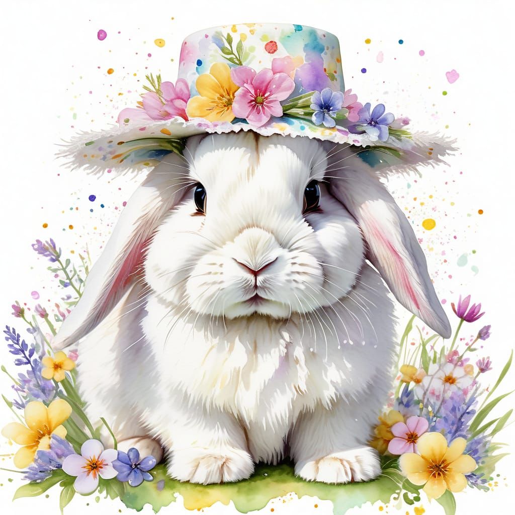 Watercolour image of a lop-eared bunny  by @Peardrop