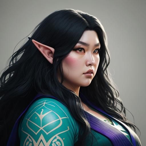 Fat, plus-size, chubby arms, half-Japanese half-Caucasian wo...